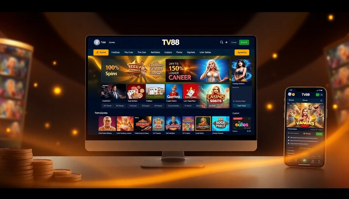 TV88 online gaming platform interface featuring diverse casino games.