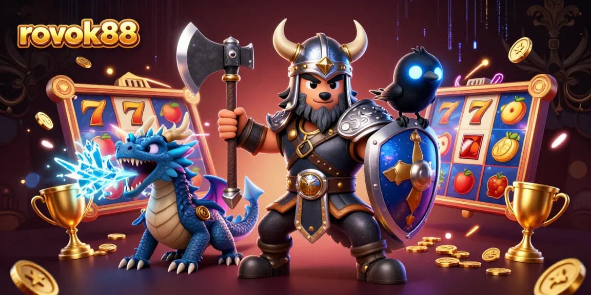 Experience thrilling wins with rokok88 in this vibrant slot game adventure illustration.