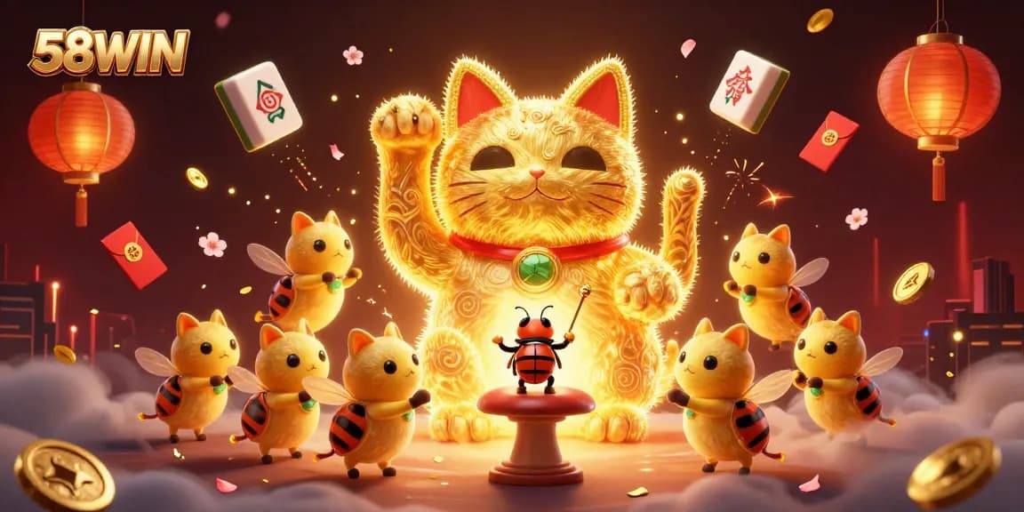 Experience the vibrant world of 58WIN and spin for luck with dynamic casino symbols.