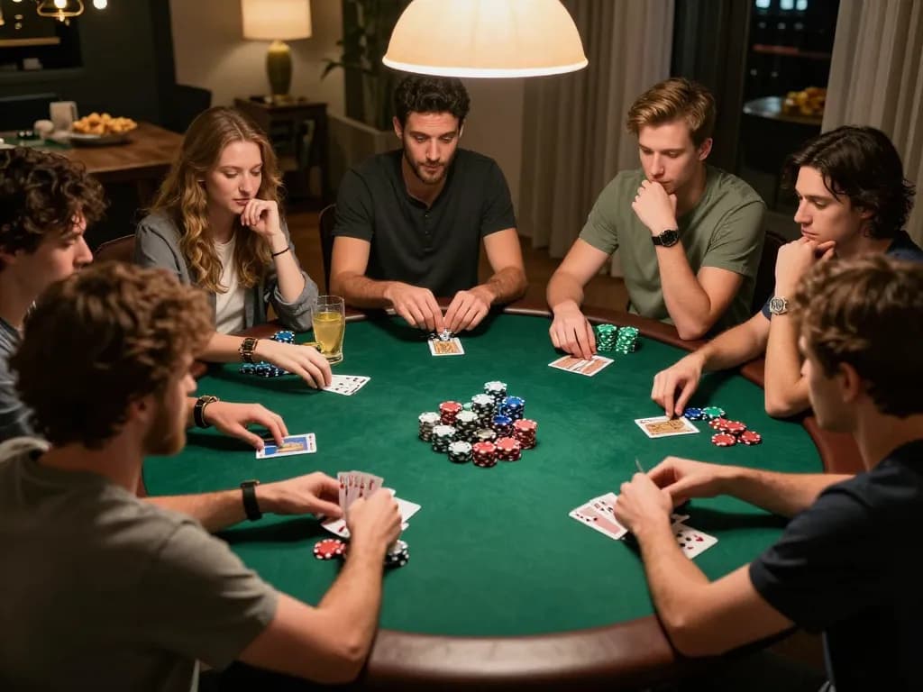 Engaging home poker game night showcasing strategic gameplay with friends while enjoying the fun of slot demo.