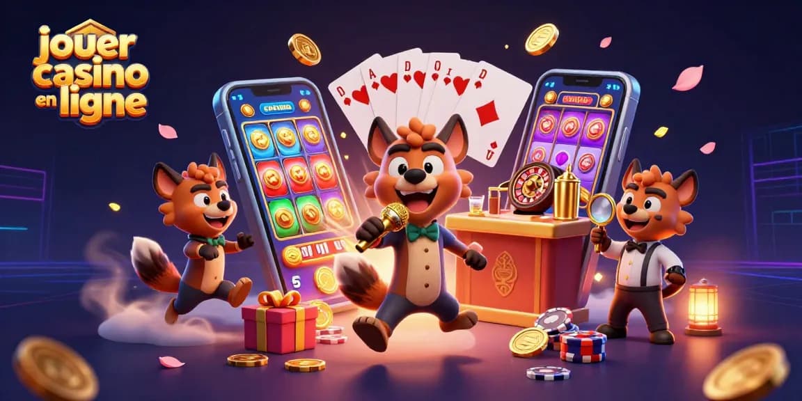 Jouez au casino en ligne avec des hyènes animées dans un club comique, entourées de jeux de casino colorés.
