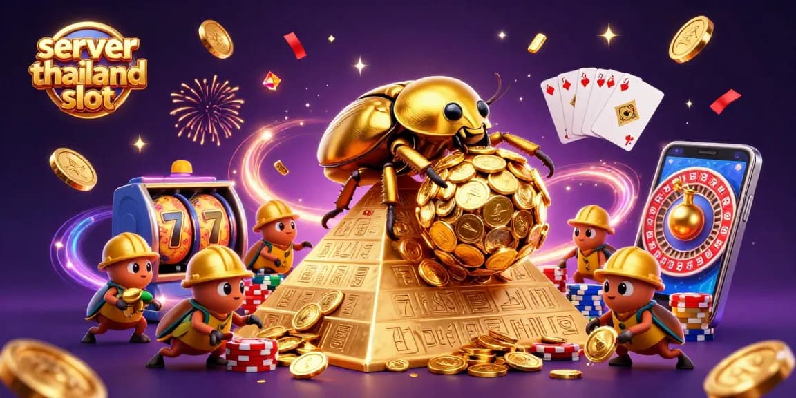 Experience thrilling gameplay with server thailand slot, featuring engaging golden beetles and casino elements.