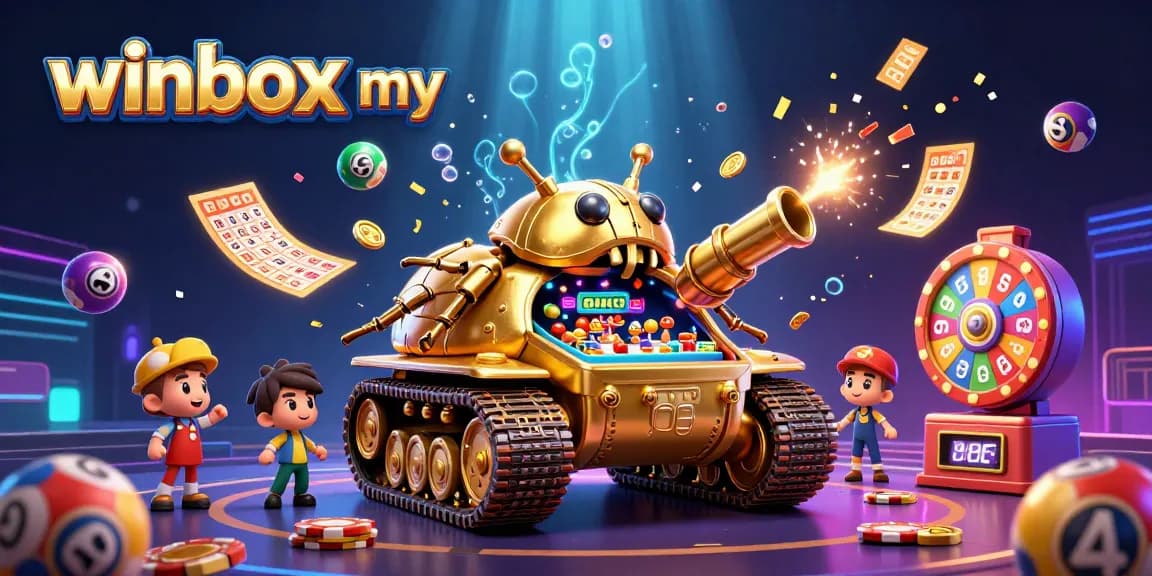 Winbox my carnival-themed illustration showcasing a vibrant casino experience with dynamic lottery elements.