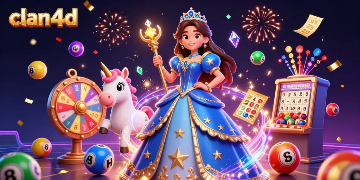 Experience the thrill of winning with clan4d in this vibrant 3D illustration showcasing online lottery excitement.