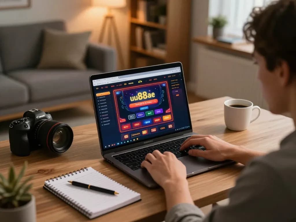 Player exploring uu88ae online casino interface during an engaging gaming session at home.