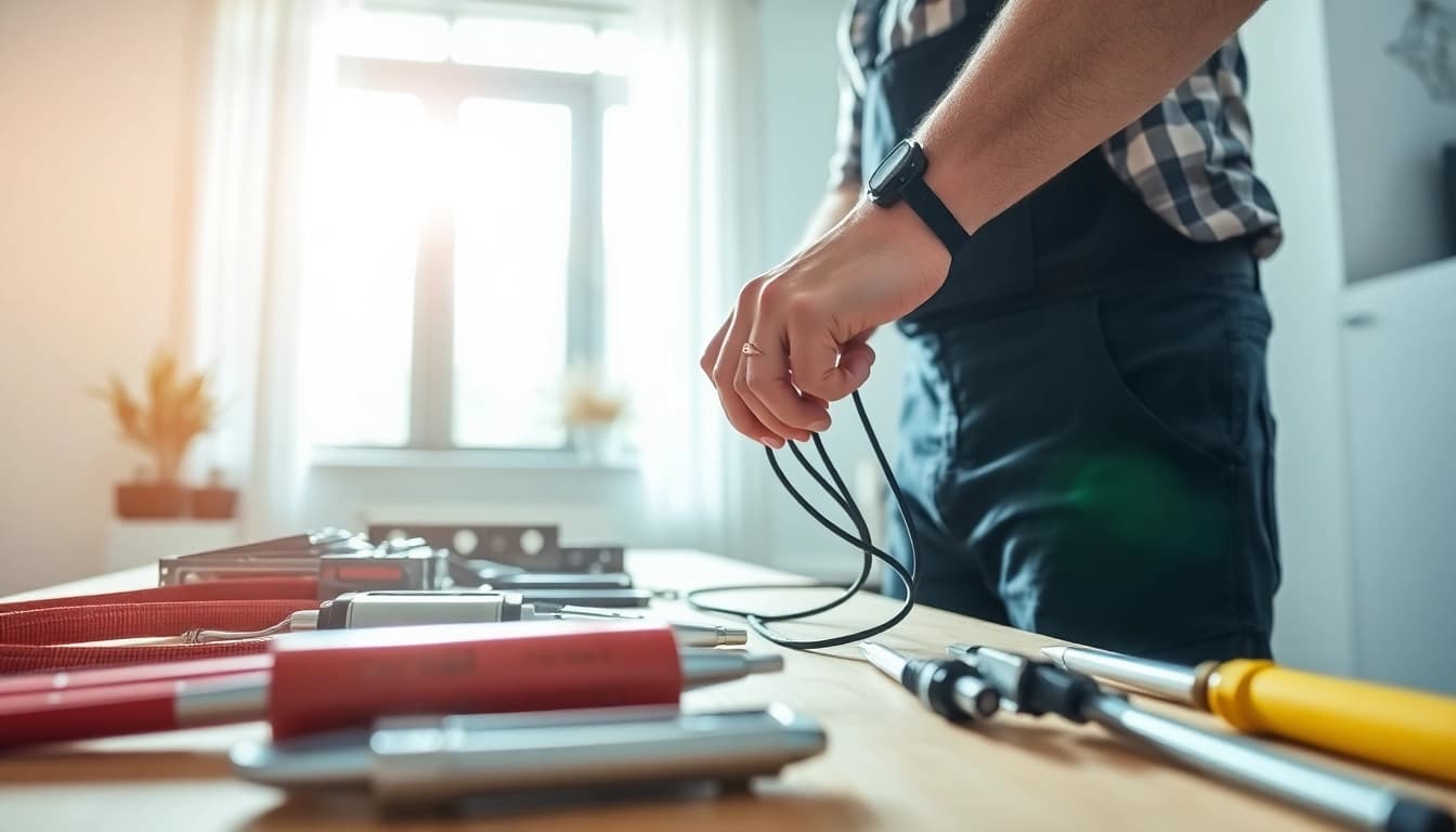 Electrician performing electrical maintenance edmonton, demonstrating expertise and professionalism.