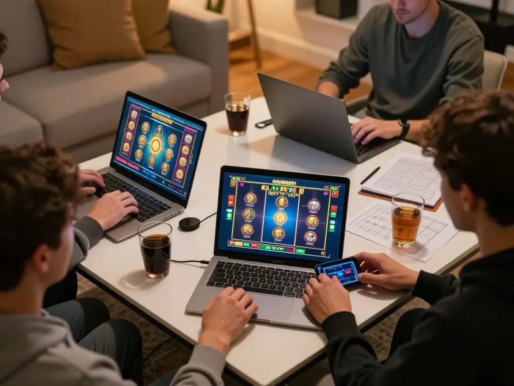 Players immerse in garuda slot gaming on multiple devices, illustrating strategic online play.