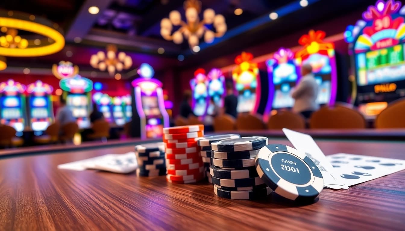 Erleben Sie casino bonus ohne einzahlung neu mit bunten Pokerchips und Karten auf dem Tisch.