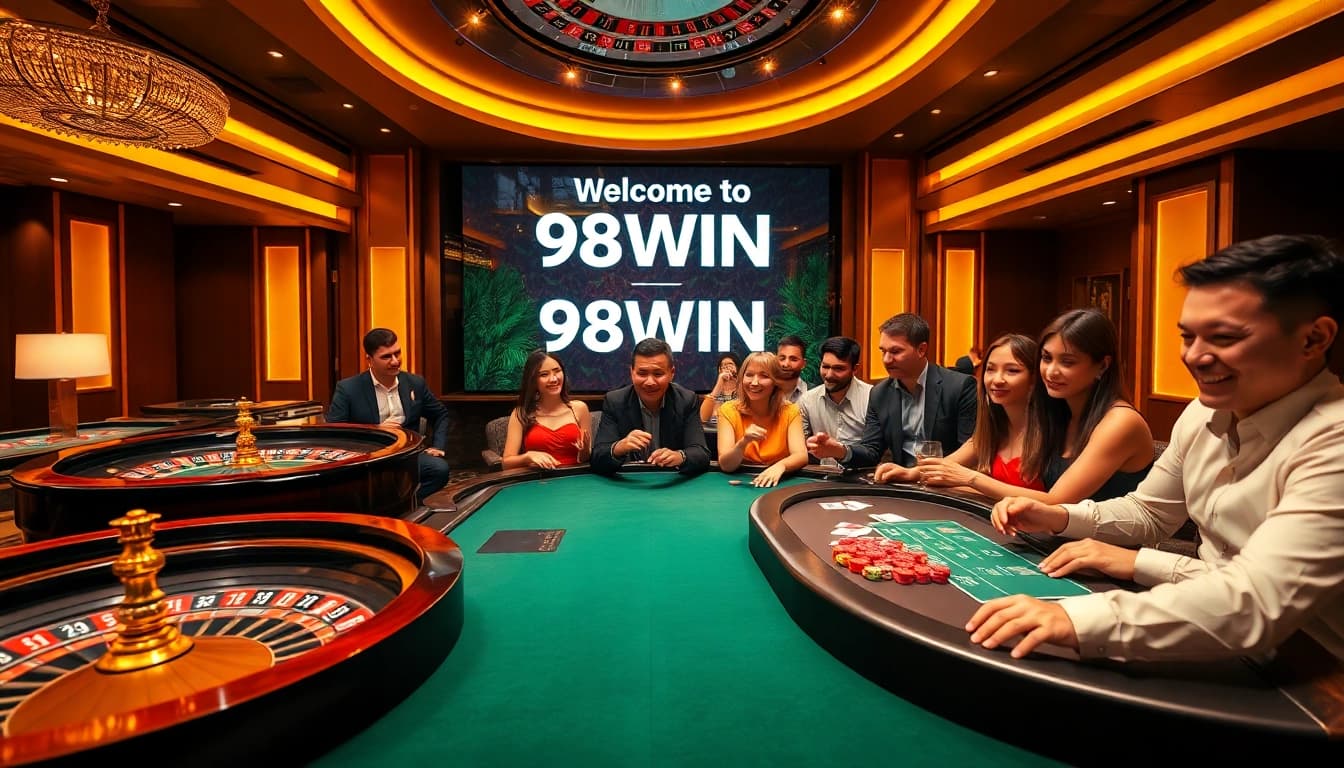Experience the thrill of 98WIN casino betting with vibrant tables and engaged players.