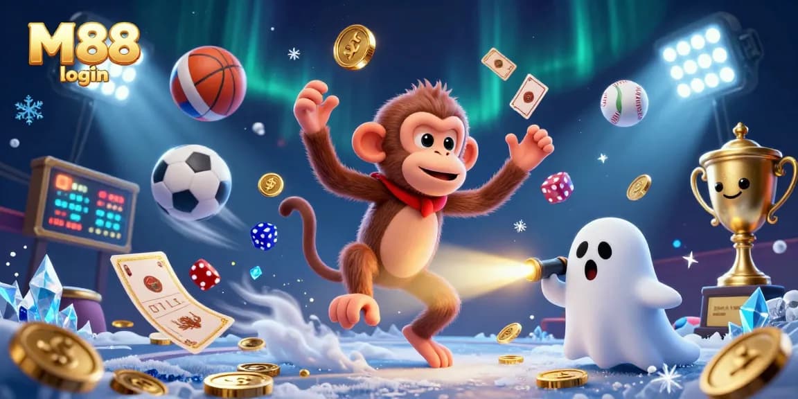 M88 login to experience thrilling casino action with a playful poltergeist monkey and ghost-hunter puppy.