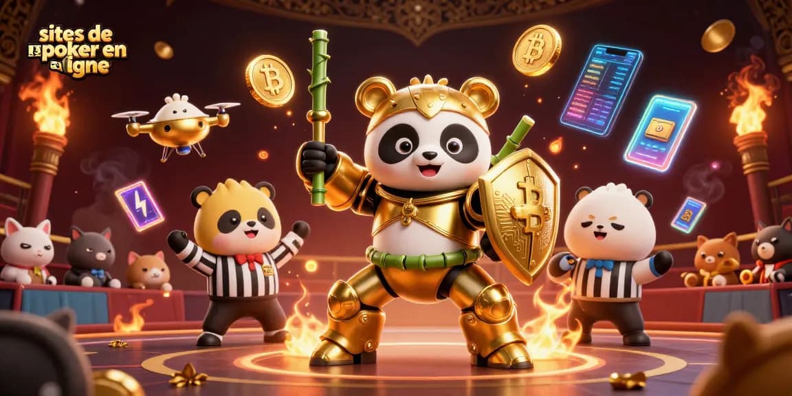 Découvrez les meilleurs sites de poker en ligne à travers cette illustration dynamique avec des éléments de jeu captivants.