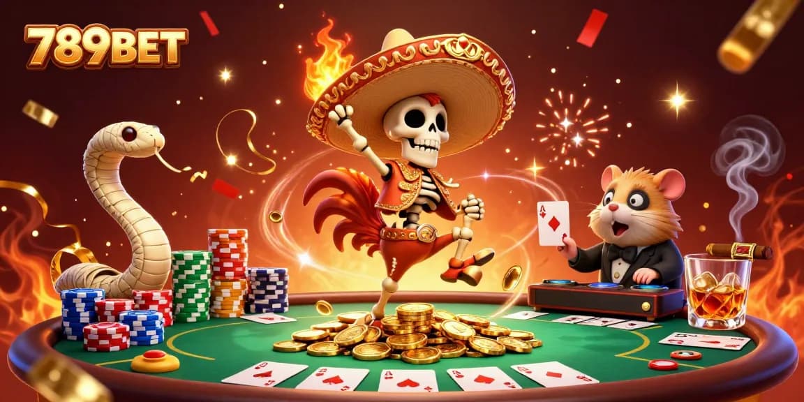 Win big at 789BET with an exciting casino party scene featuring vibrant characters and lively gaming elements.