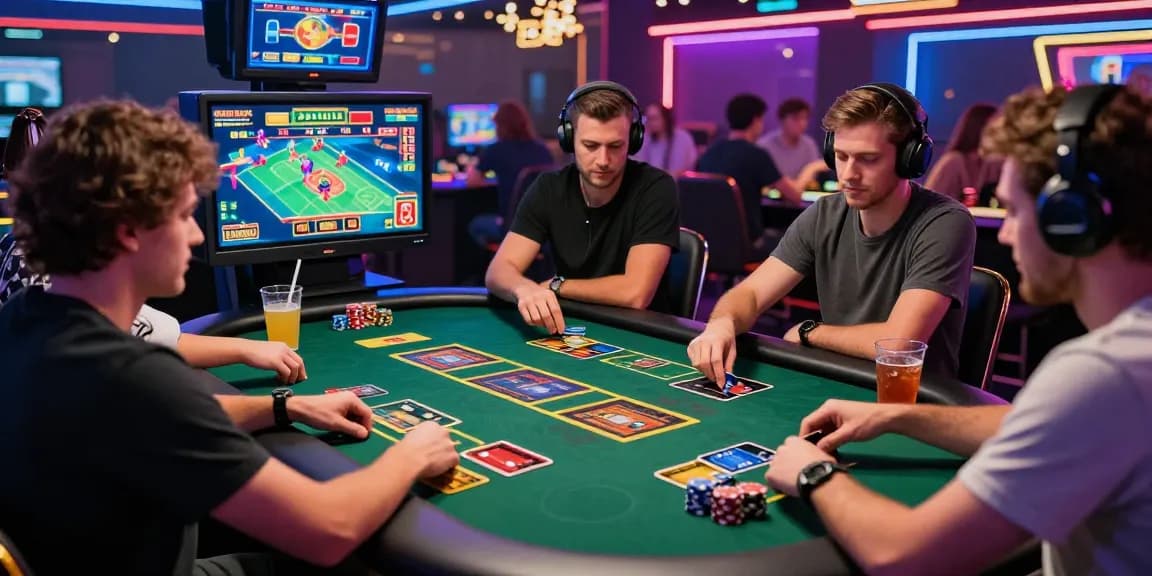 Exciting gaming setup at online casinos that accept credit cards with diverse players and vibrant atmosphere.