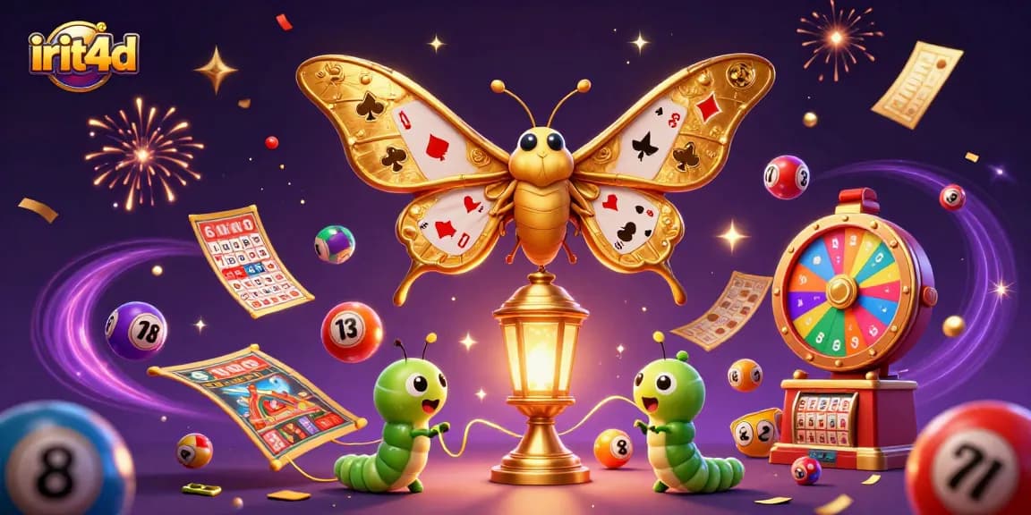 Catch irit4d's vibrant lottery scene with animated balls and golden tickets in a lively celebration.