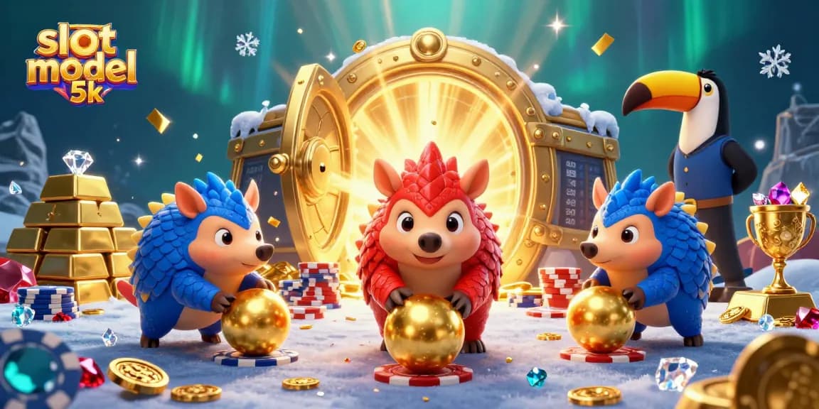 Experience the excitement of slot modal 5k with rival pangolins in a treasure-filled casino scene!