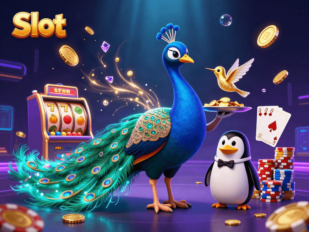 Spin thrilling Slot reels with sparkling coins and vibrant casino characters in a lively digital scene.