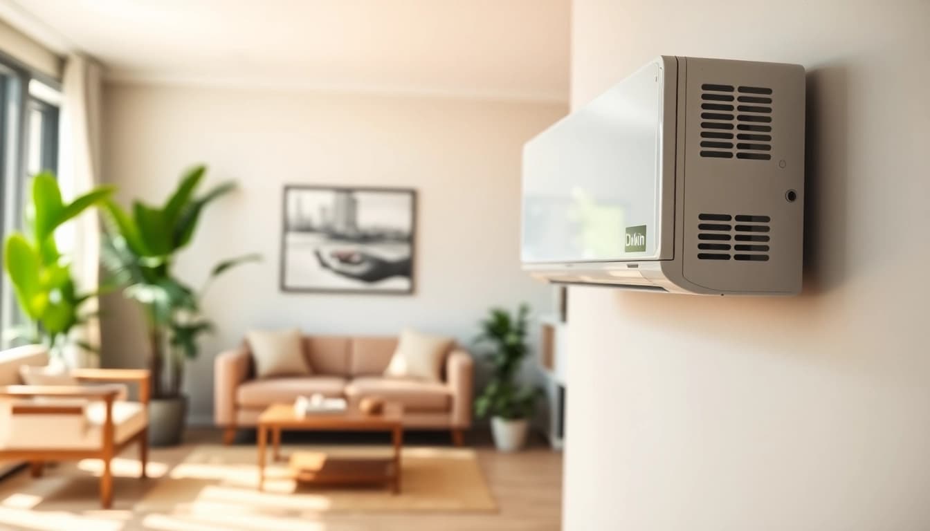 Enhance your space with a Daikin mini split AC, showcasing efficient cooling and modern design in a stylish setting.