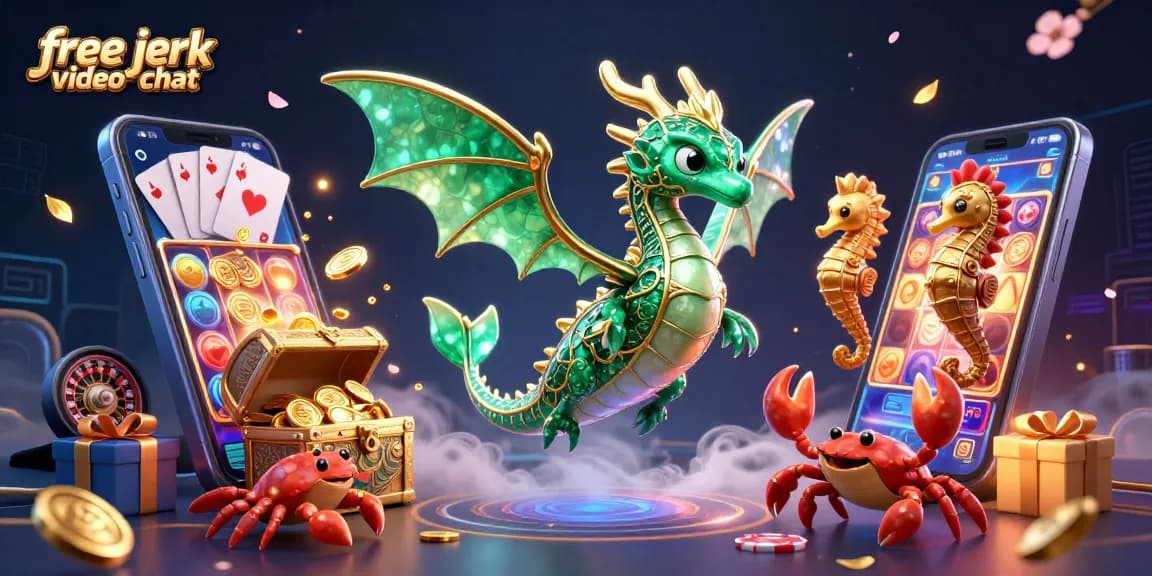 Engage in free jerk video chat with dynamic 3D casino elements and vibrant characters.