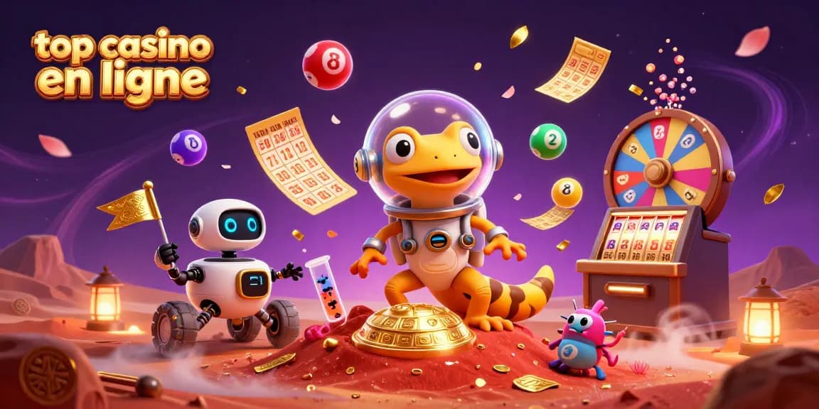 Découvrez l'expérience du meilleur casino en ligne avec ce visuel de jeu vibrant rempli d'éléments captivants.