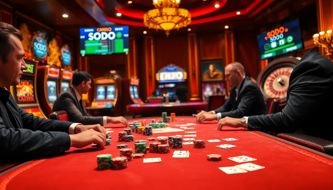 SODO casino poker game with vibrant chips and thrilling atmosphere.