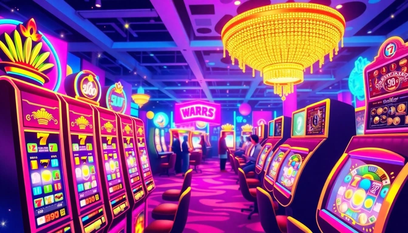 Bermain slot menarik di walettoto dengan suasana kasino digital yang ceria.