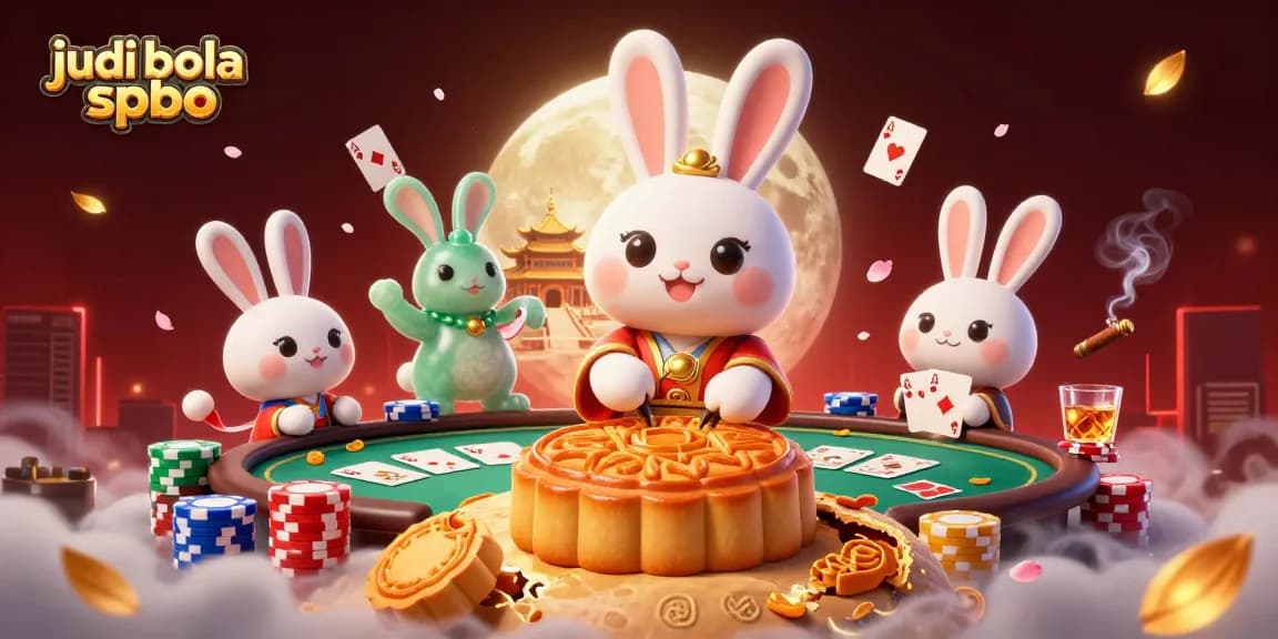 Engage in judi bola spbo with vibrant poker chips and lunar magic at a moonlit casino.