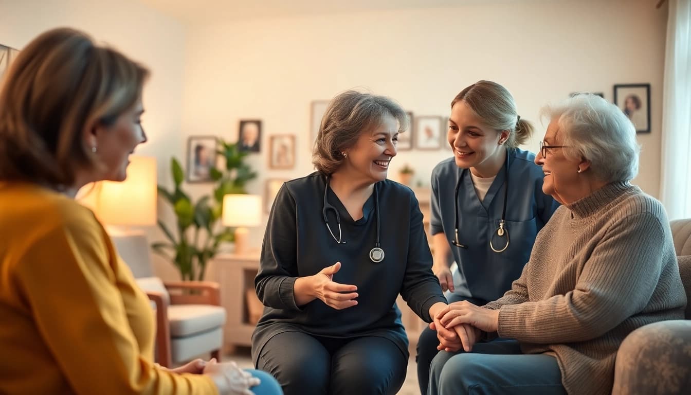 Caregiver offering respite care in a warm Austin home, emphasizing compassionate support for the elderly.