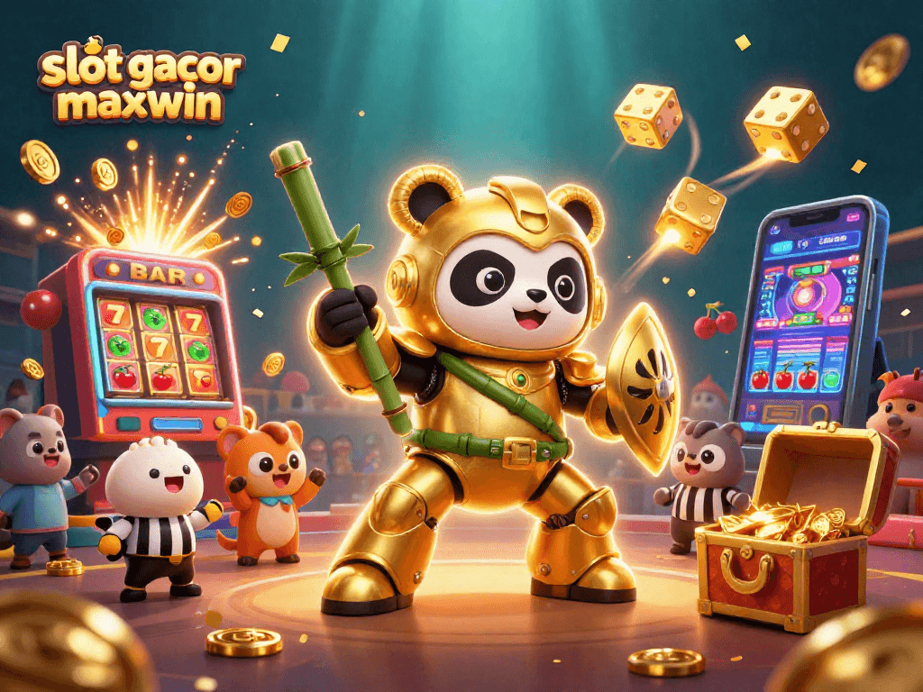 Experience big wins with slot gacor maxwin in an energetic casino scene featuring dynamic 3D elements.