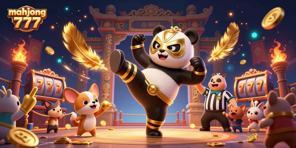 Experience mahjong 777 excitement in this vibrant 3D scene with animated characters and casino elements.