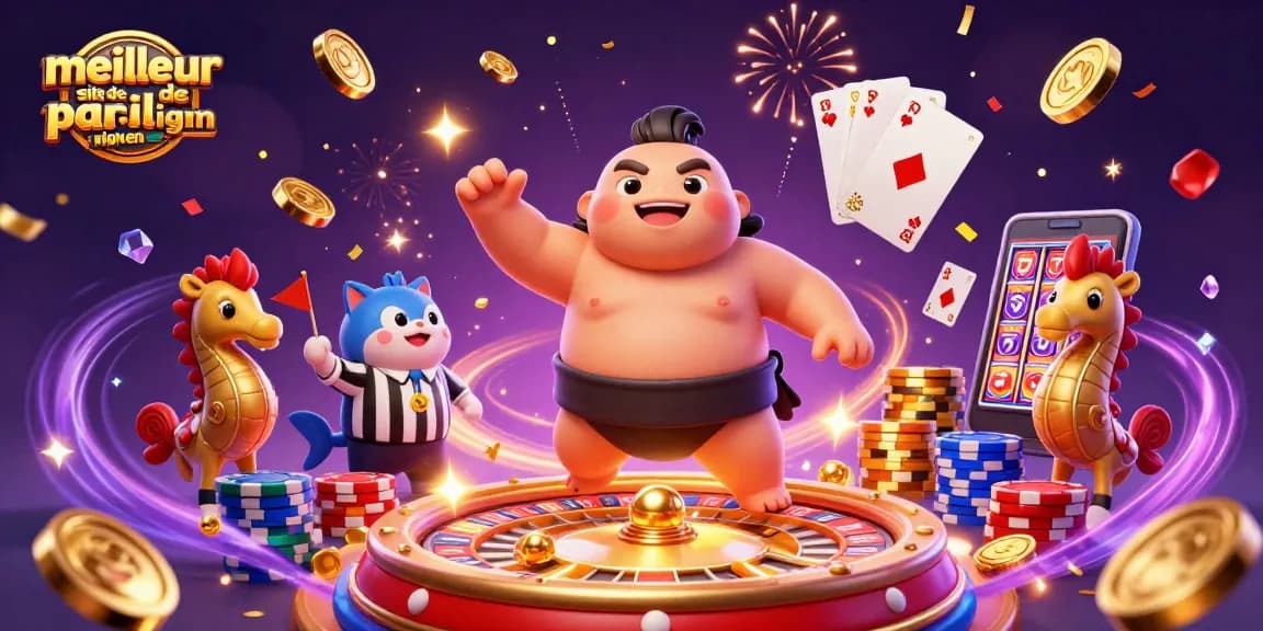 Vivez l'expérience de gagner sur le meilleur site de pari en ligne avec cette illustration dynamique et festive de casino sous-marin.