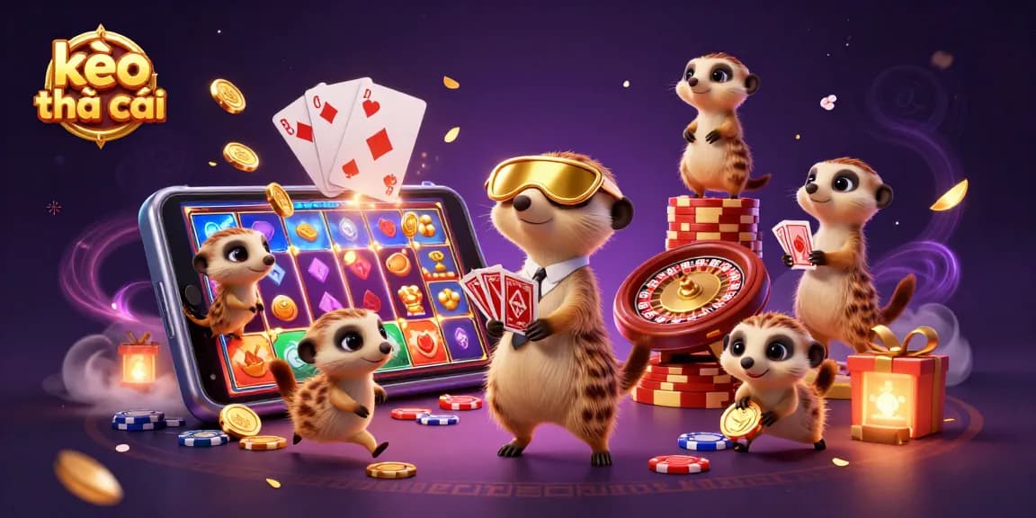 Experience vibrant kèo nhà cái action with meerkats managing a bustling casino scene.