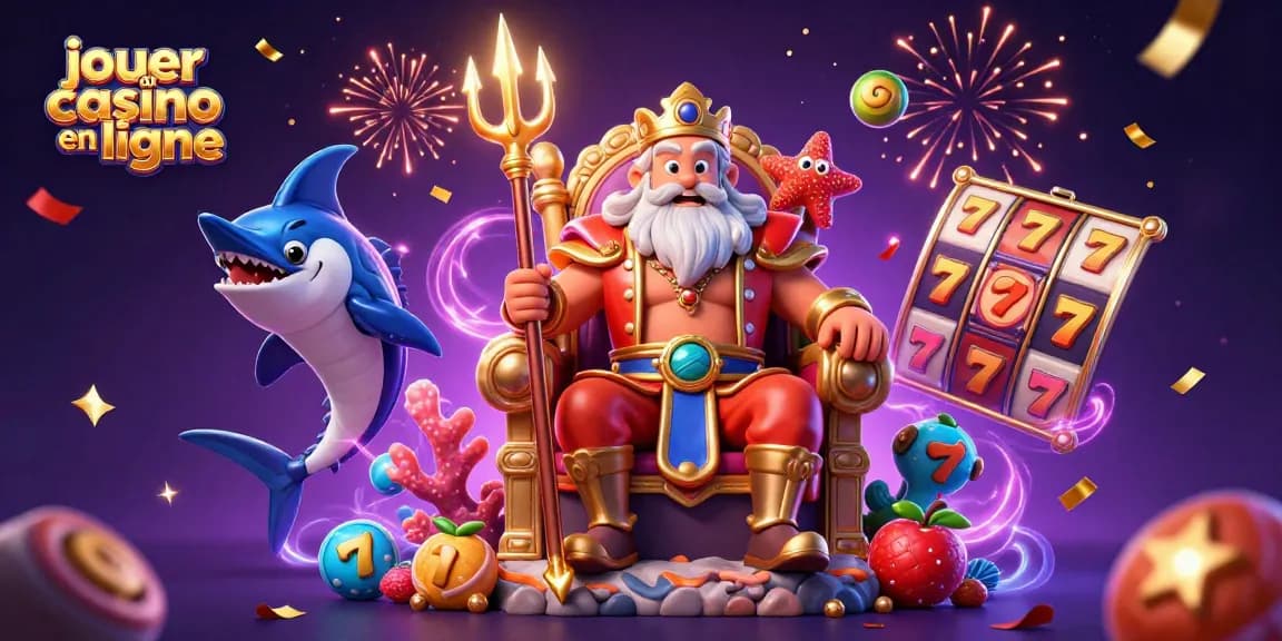 Jouer au casino en ligne avec des personnages 3D et des éléments dynamiques sur un fond coloré.