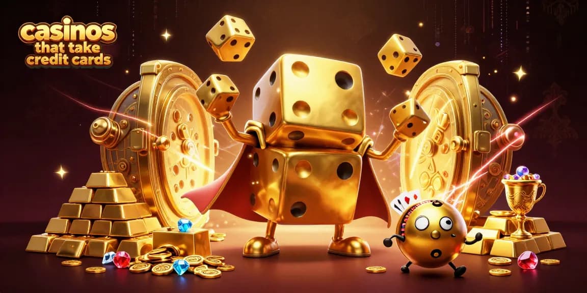 Experience thrilling games at casinos that take credit cards with vibrant golden elements and dynamic characters.
