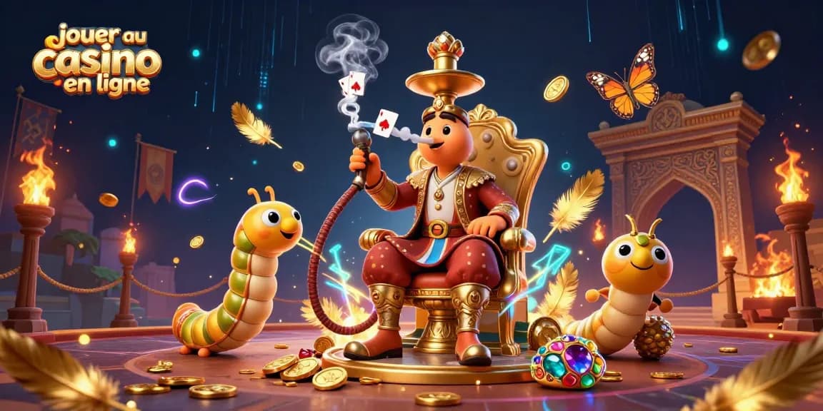 Jouer au casino en ligne : illustration 3D captivante de jeux et de symboles de poker.
