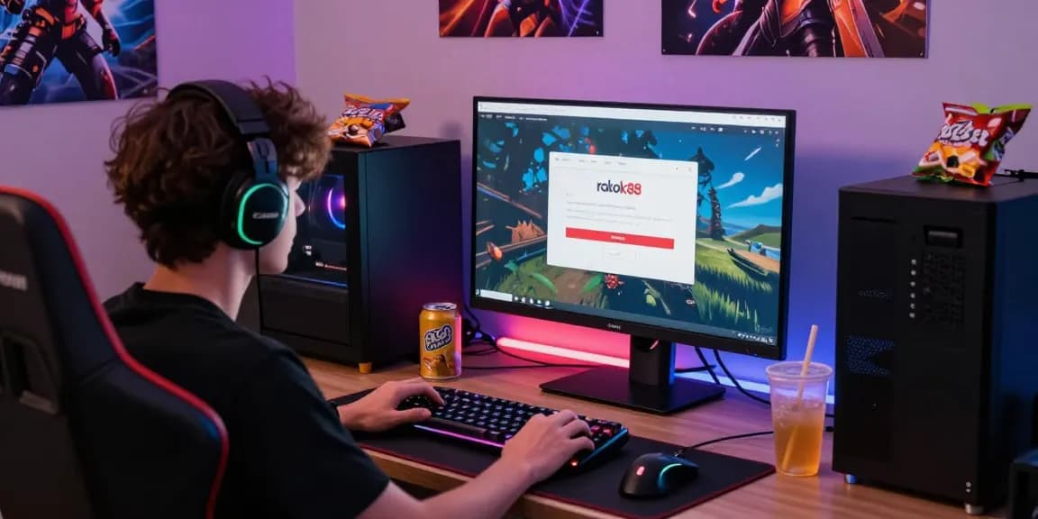 Experience seamless rokok88 login with an engaging online gaming setup featuring vibrant accessories and an inviting atmosphere.