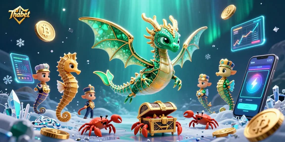 Thabet showcases a vibrant underwater casino world featuring a majestic sea dragon and crypto elements.