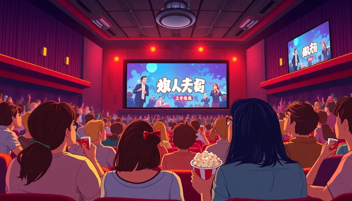 Enjoy ดูหนัง experience in a vibrant cinema filled with enthusiastic moviegoers.
