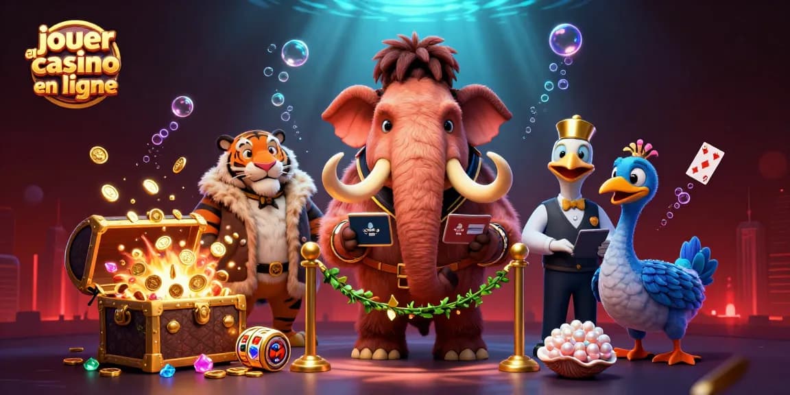 Jouer au casino en ligne avec des personnages animés dans une scène colorée et dynamique, mêlant jeux de casino.