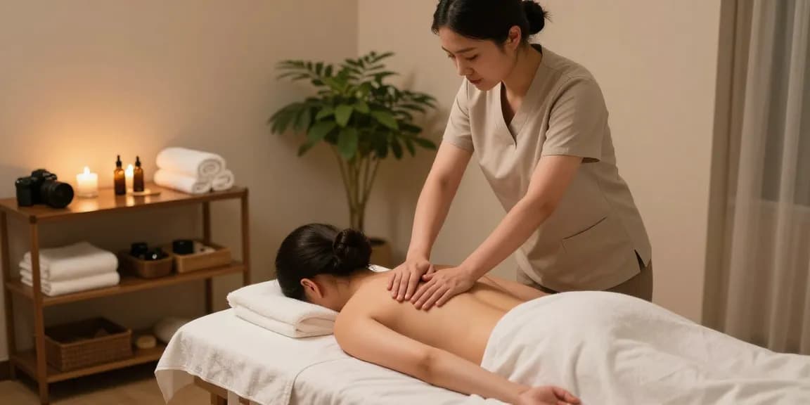둔산동마사지 전문 샵에서 아로마 마사지를 받고 있는 모습