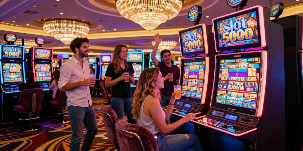 Group enjoying high-stakes slot 5000 gaming experience in vibrant casino atmosphere
