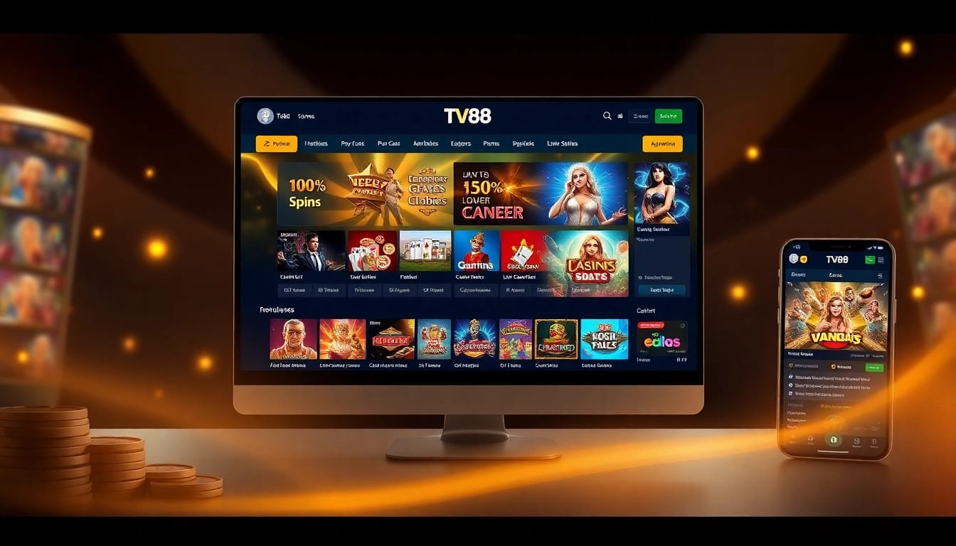 TV88 online gaming platform interface featuring diverse casino games.