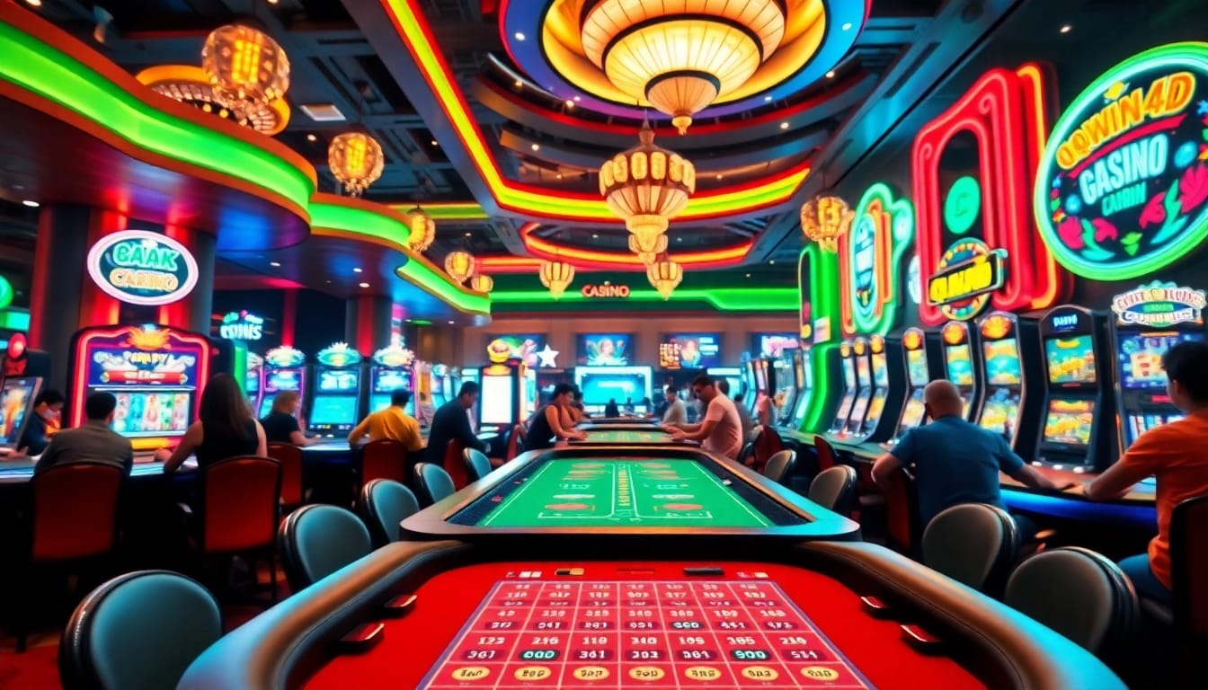 Menang besar di QQWIN4D dengan suasana kasino yang ramai dan penuh semangat.