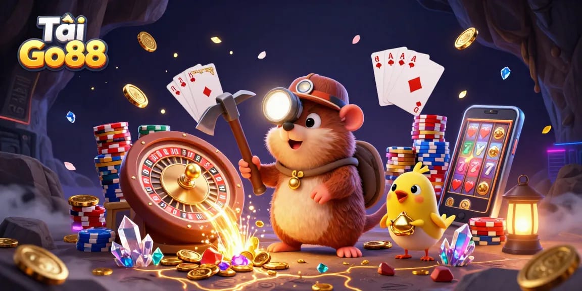 Experience exciting gameplay with Tải Go88, surrounded by cascading coins and vibrant gaming elements.