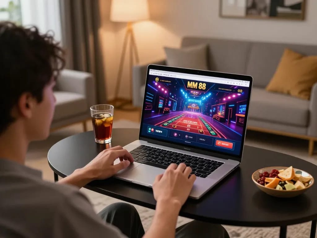 Engaging in gameplay at MM 88 with a modern online setup and cozy atmosphere.