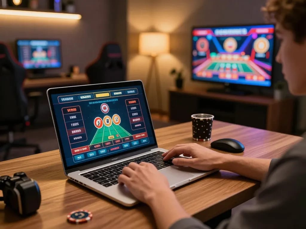 88i online gaming excitement with a player preparing to place strategic bets at a stylish home setup.