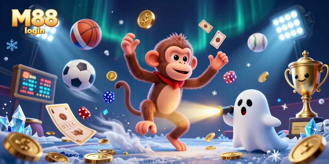 M88 login to experience thrilling casino action with a playful poltergeist monkey and ghost-hunter puppy.