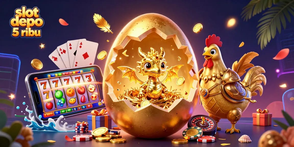 Spin the winning slots with slot depo 5 ribu, featuring golden dragon and dynamic game elements.