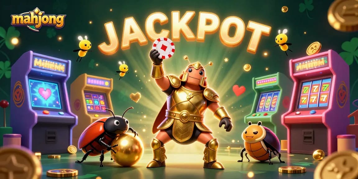 Play mahjong styled casino slot game with vibrant characters and rich golden details.
