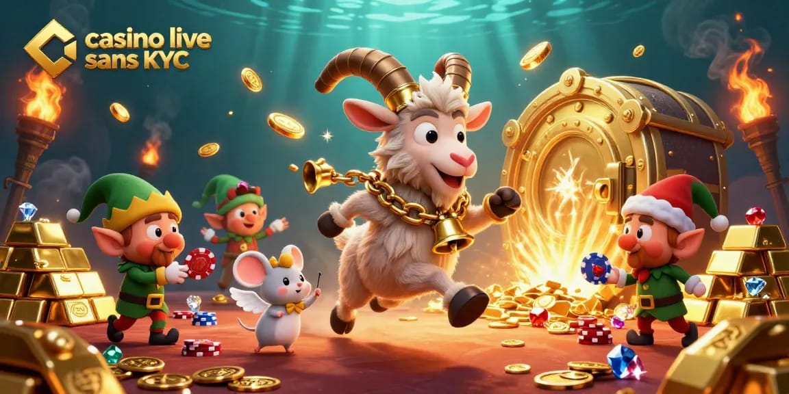 Jouez et gagnez au casino live sans KYC avec des personnages amusants dans un décor de fête.