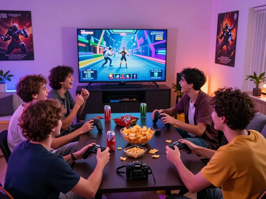 Exciting gaming session with friends enjoying mantra88 in a cozy atmosphere.